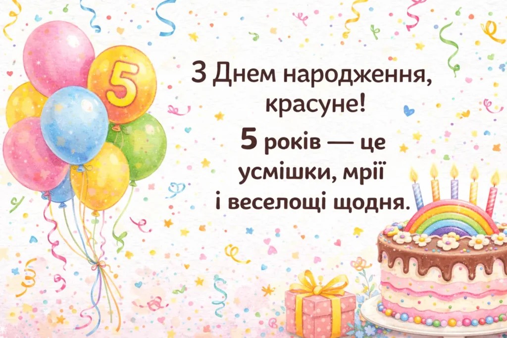 Привітання для дівчинки 5 років: теплі слова, що зроблять свято чарівним